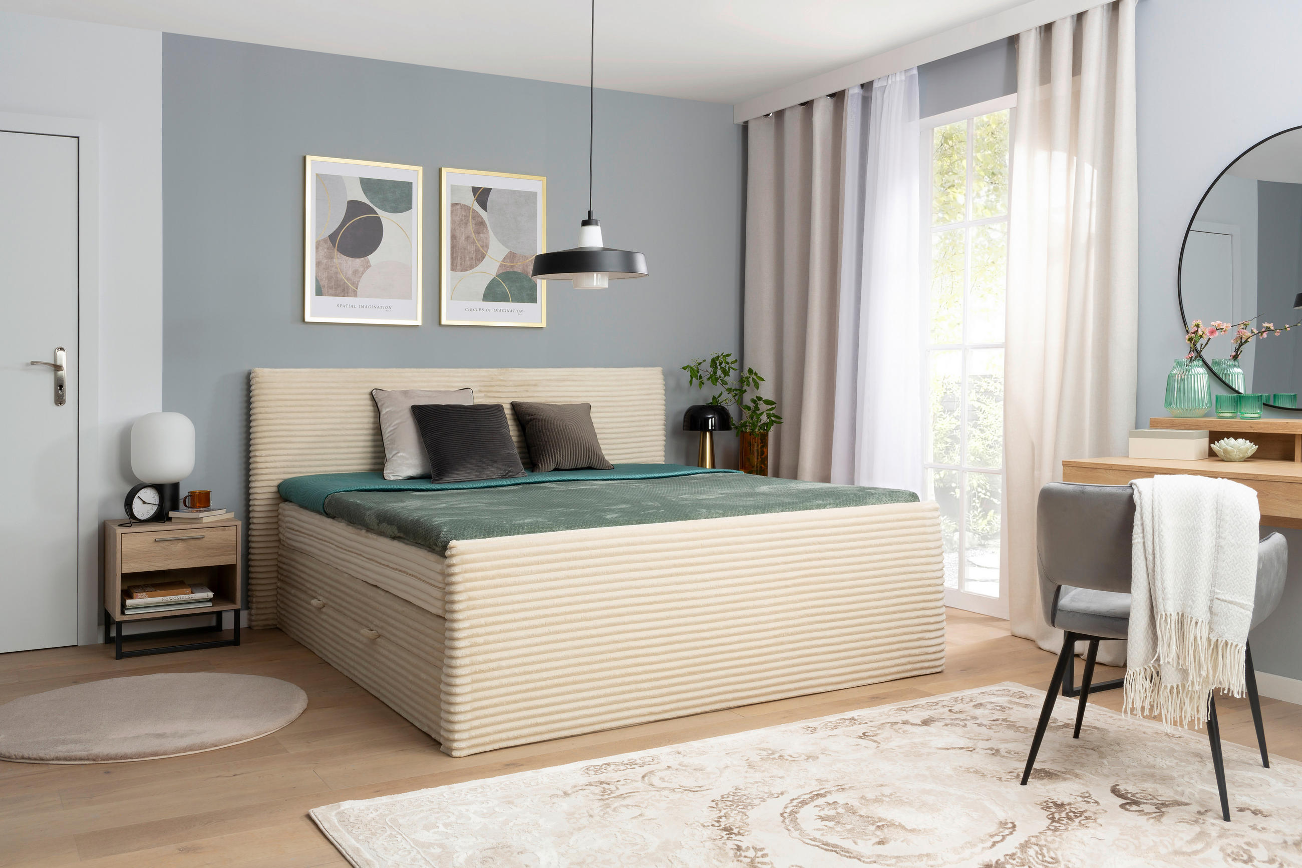 BOXSPRINGBETT 180/200 cm in Beige - Beige, MODERN, Textil (180/200cm) - MID.YOU