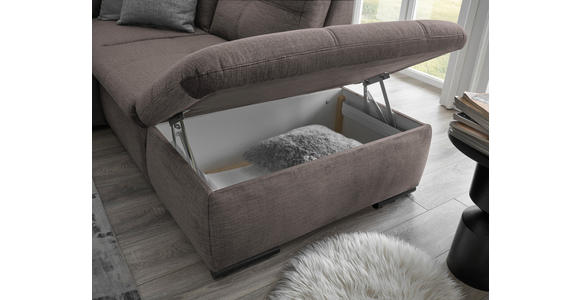 WOHNLANDSCHAFT in Mikrovelours Graubraun - Graubraun/Schwarz, KONVENTIONELL, Kunststoff/Textil (127/334/217cm) - Carryhome