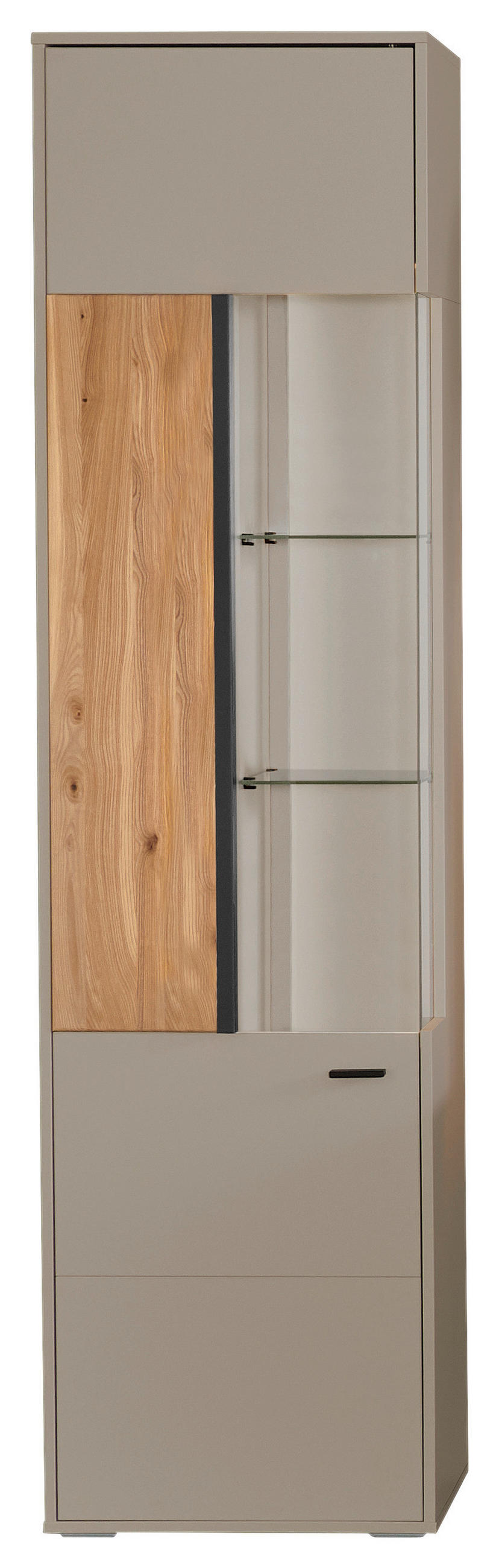 VITRINE in Grau, Eschefarben  - Anthrazit/Eschefarben, KONVENTIONELL, Glas/Holzwerkstoff (53,5/204/37,4cm) - Hom`in