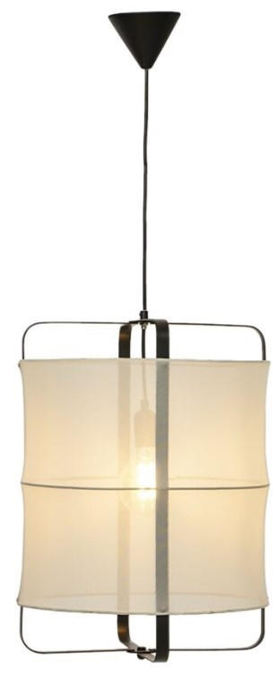 HÄNGLAMPA 45/52 cm  - vit/svart, Klassisk, metall/textil (45/52cm)