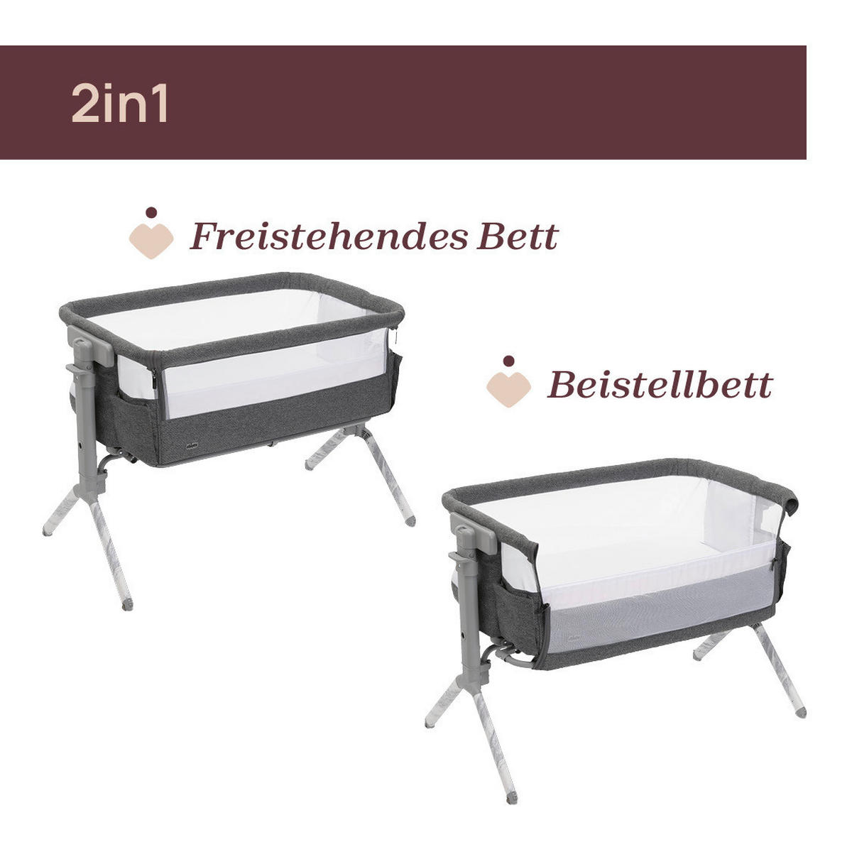 BEISTELLBETT Next2Me Armonia  - Dunkelgrau, Basics, Textil/Metall (99/69/83/55,5cm) - Chicco