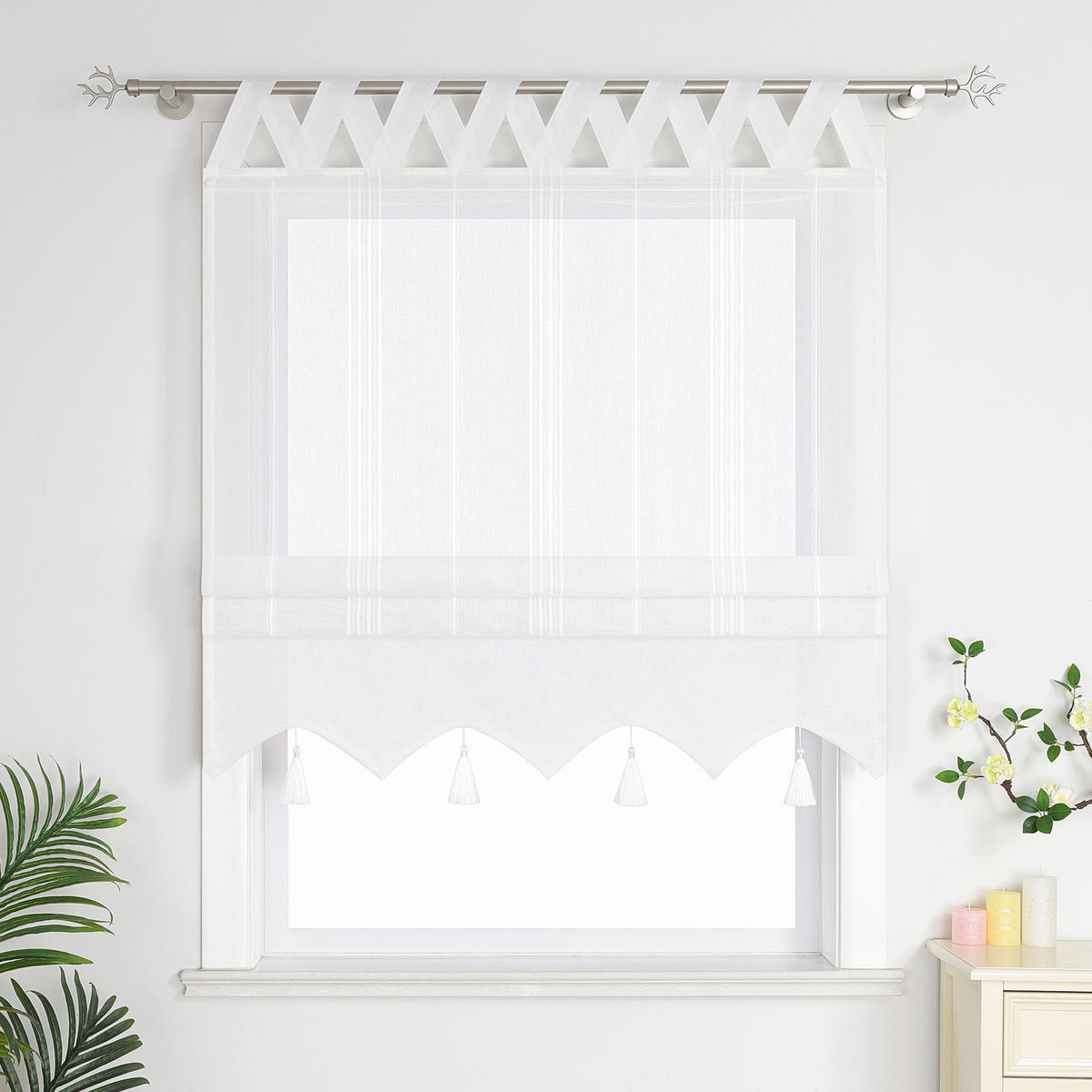 RAFFROLLO  halbtransparent  120/140 cm    - Weiß, Basics, Textil (120/140cm)