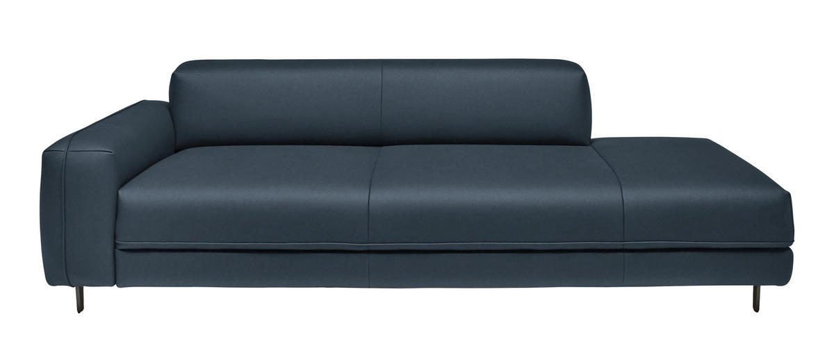 2,5-SITZER  in Echtleder Blau   - Blau/Anthrazit, Design, Leder/Metall (226/70/109cm) - Johann Jakob