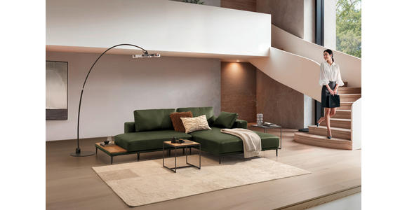 ECKSOFA  in Echtleder Grün  304/201 cm  - Schwarz/Grün, Design, Leder/Metall (304/201cm) - Belluti
