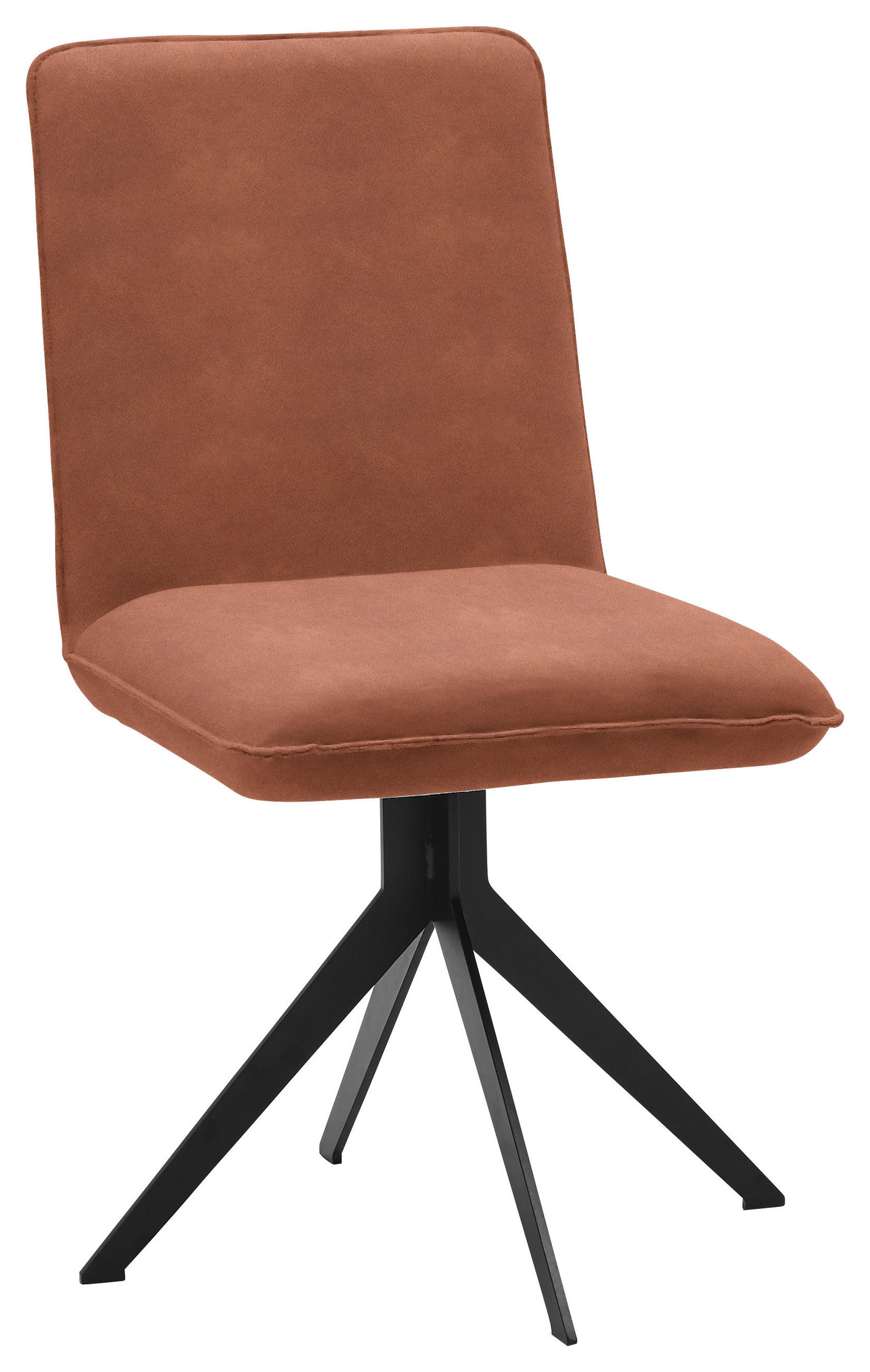 STUHL Lederlook Schwarz, Rotbraun  - Rotbraun/Schwarz, Design, Textil/Metall (46,5/87/64cm) - Voleo