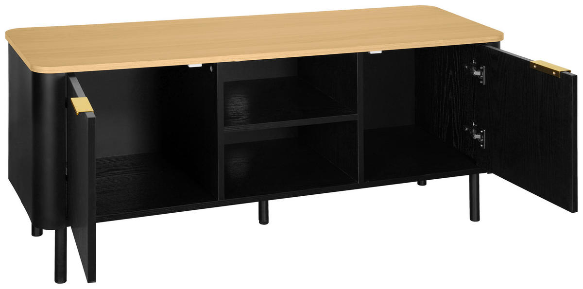 LOWBOARD  in 120/52/40 cm  - Eichefarben/Goldfarben, Trend, Holzwerkstoff/Metall (120/52/40cm) - Xora