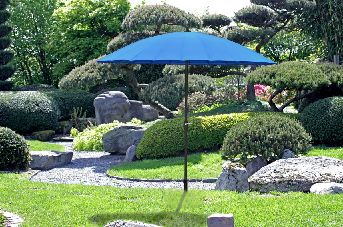 SONNENSCHIRM 260 cm Blau  - Blau/Schwarz, MODERN, Textil/Metall (255/250/255cm) - Gardenson