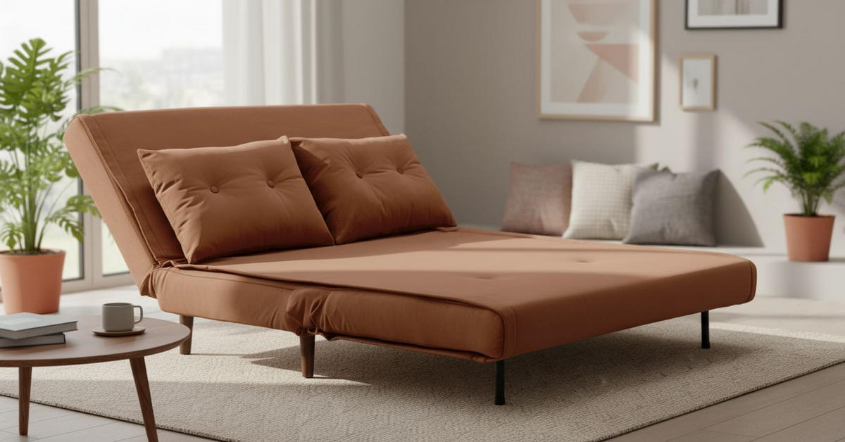 SCHLAFSOFA Samt Orange  - Birkefarben/Orange, Design, Holz/Textil (122/81/88cm) - Livetastic