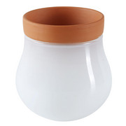 PFLANZTOPF - Terra cotta/Weiß, KONVENTIONELL, Glas/Keramik (9,80/10,20/9,80cm) - Leonardo