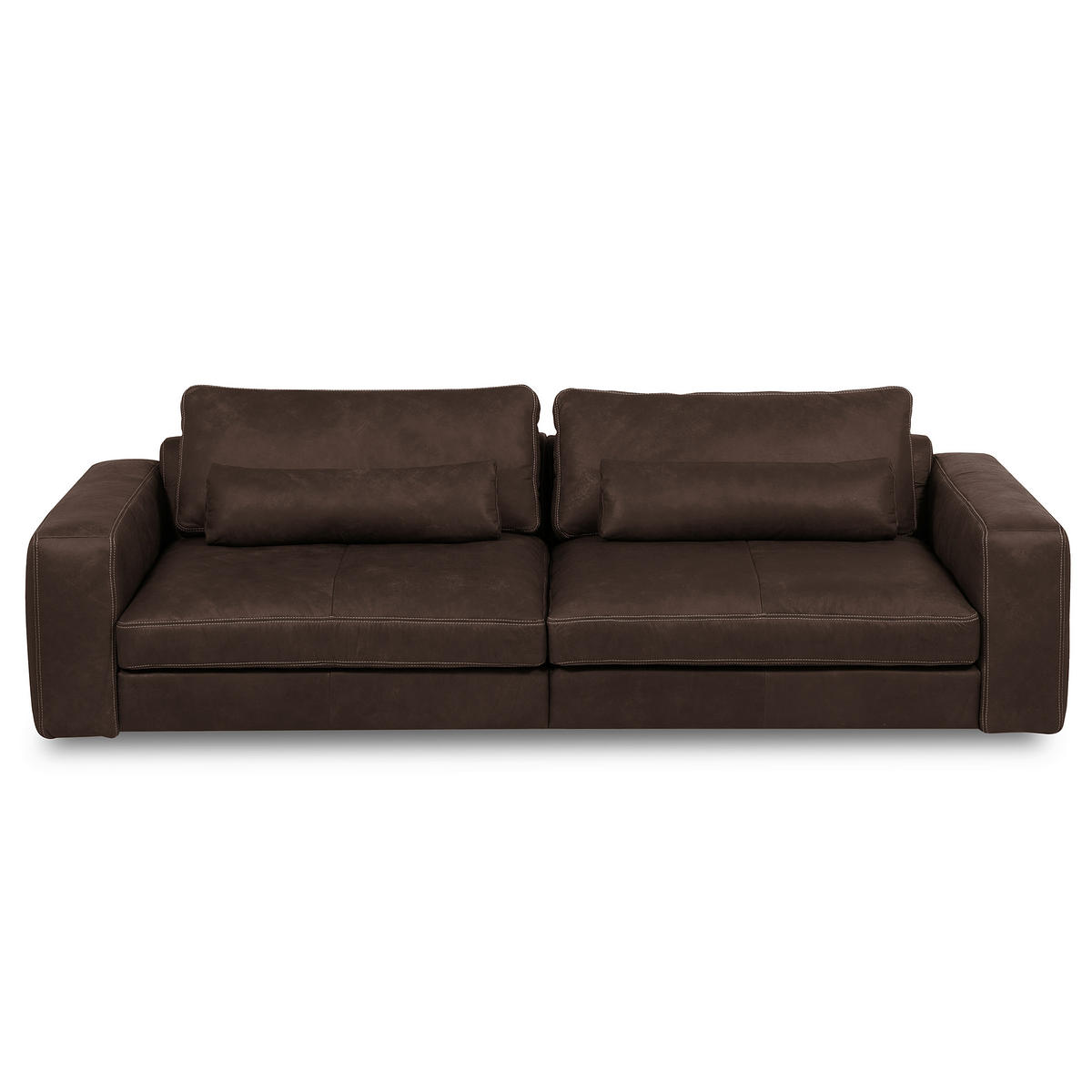 3-SITZER-SOFA  in Echtleder Dunkelbraun   - Dunkelbraun/Beige, Design, Leder/Kunststoff (300/85/123cm) - Livetastic