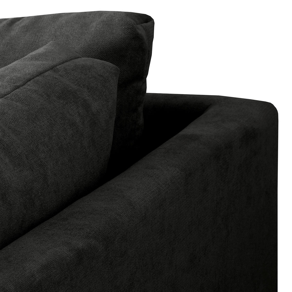 ECKSOFA Mikrofaser Schwarz  - Schwarz/Naturfarben, Design, Holz/Textil (231/161cm) - Livetastic