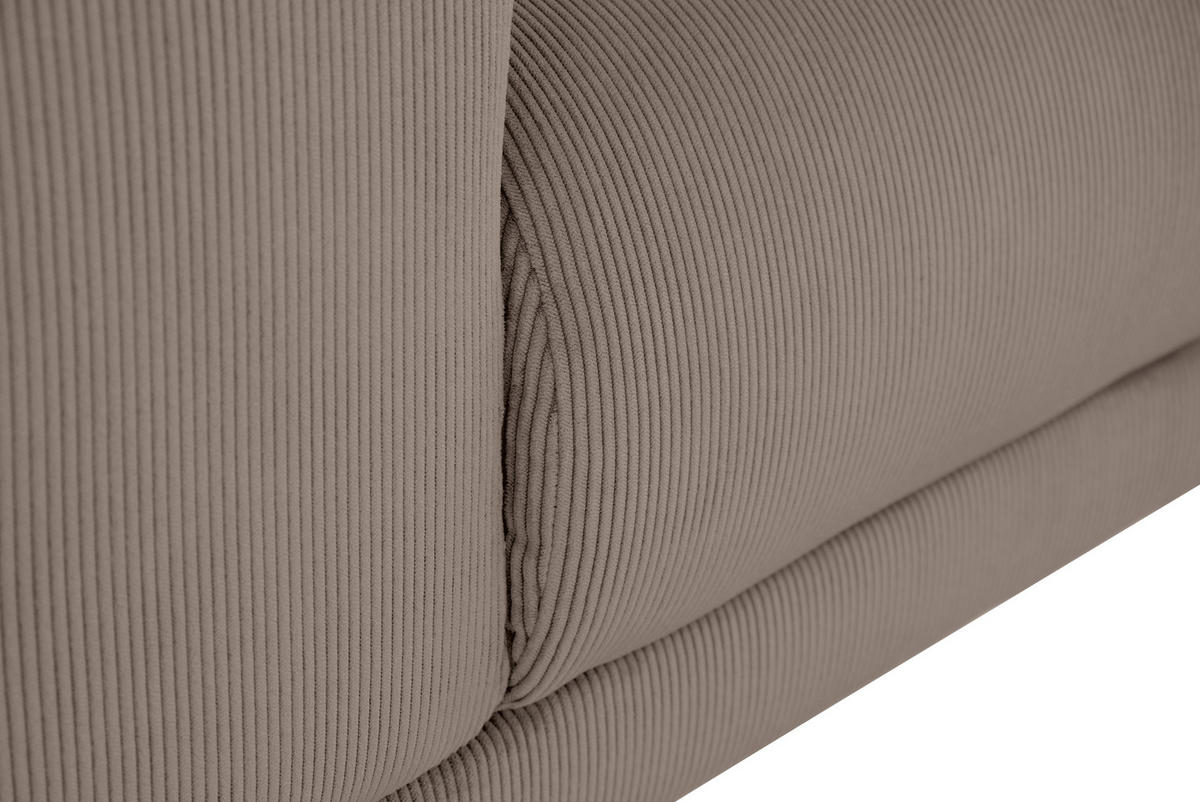 ECKSOFA ERNO Taupe Cord  - Taupe/Schwarz, Design, Textil/Metall (262/183cm) - MID.YOU