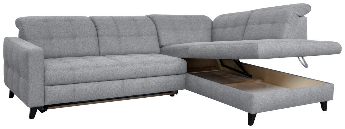 ECKSOFA in Webstoff Grau  - Schwarz/Grau, Design, Holz/Textil (297/216cm) - Xora