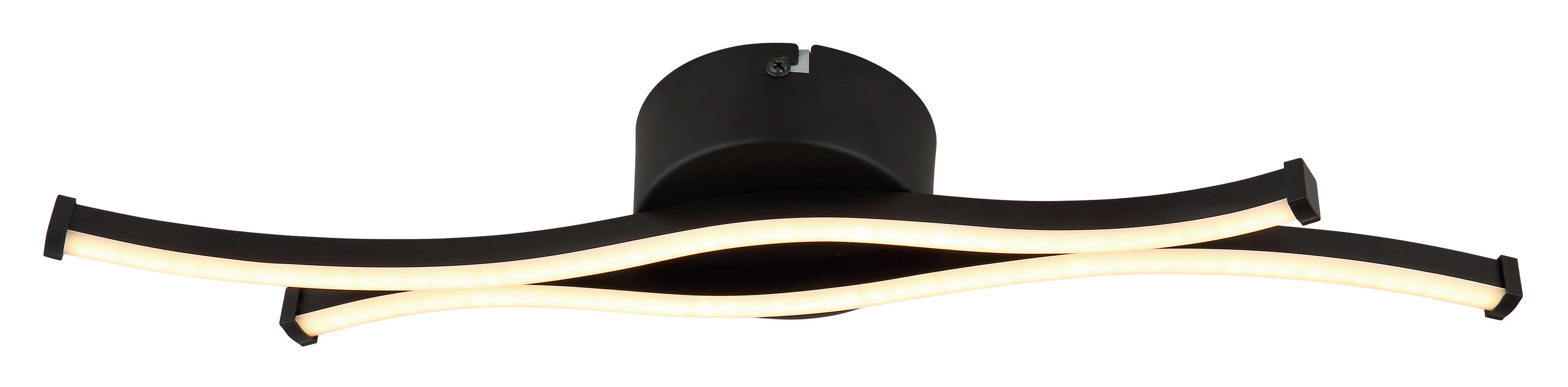 LED-DECKENLEUCHTE 47,6/10/5,6 cm   - Opal/Schwarz, Design, Kunststoff/Metall (47,6/10/5,6cm) - Globo