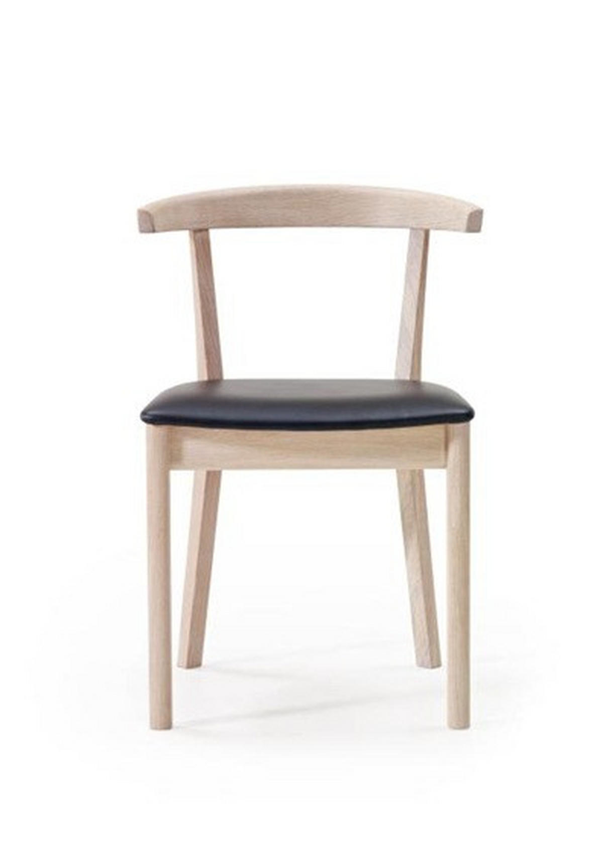 STOL  läderutbud, tygutbud  äkta läder  svart, ek Bianco  - ek Bianco/svart, Lifestyle, läder/trä (52/75/52cm) - Skovby