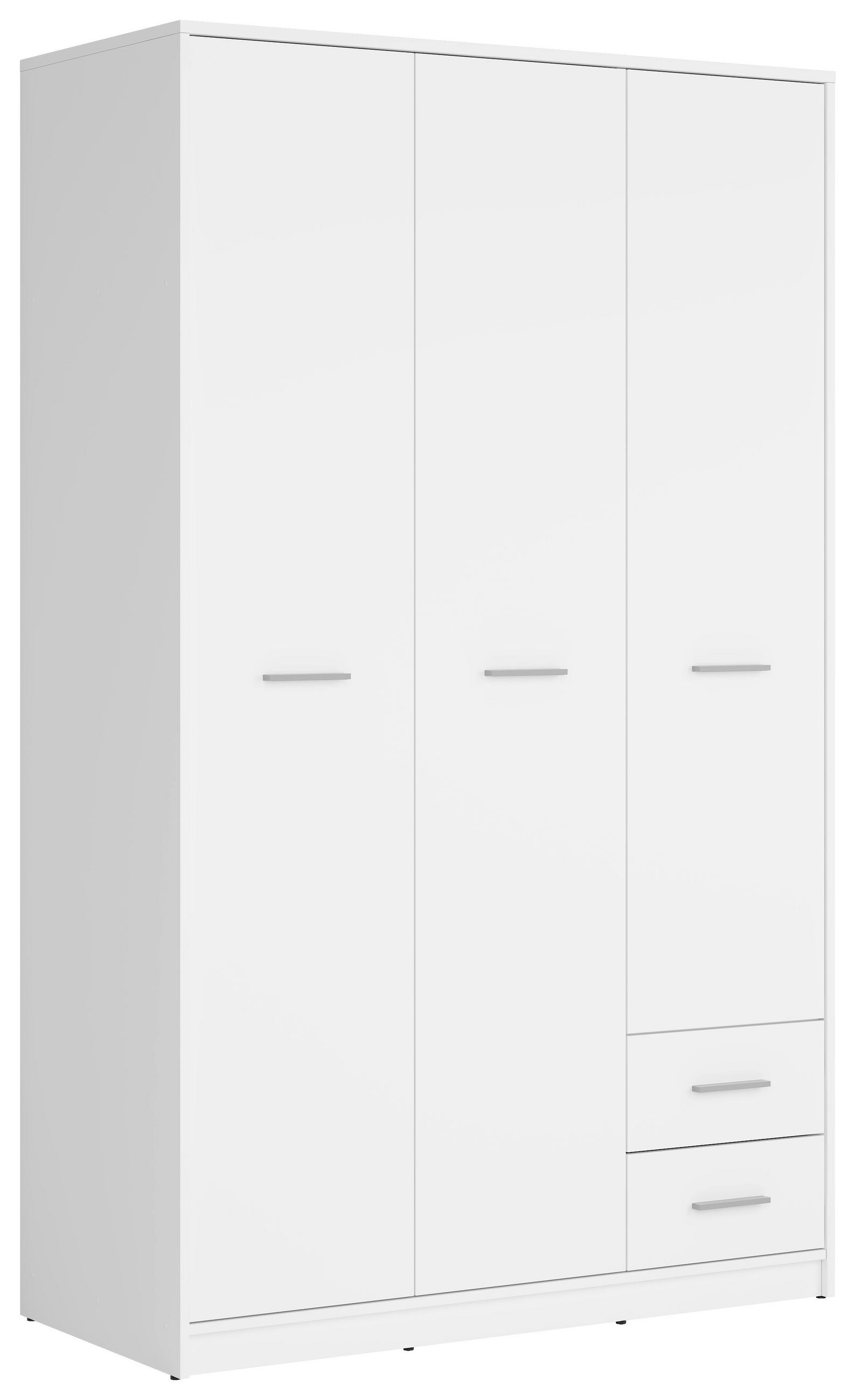 DREHTÜRENSCHRANK 118,5/197/54,5 cm 3-türig Weiß  - Silberfarben/Weiß, MODERN, Holzwerkstoff/Kunststoff (118,5/197/54,5cm) - MID.YOU