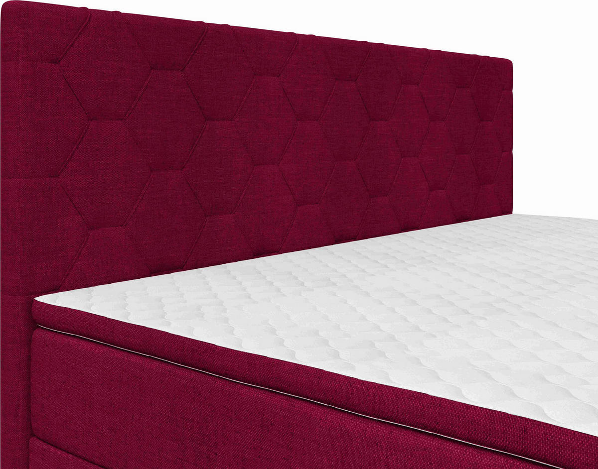 BOXSPRINGBETT 180/200 cm,  in Rot, Matratze, Topper, H2 + H2 = mittel  - Rot/Schwarz, KONVENTIONELL, Textil/Metall (180/200cm) - Chameo