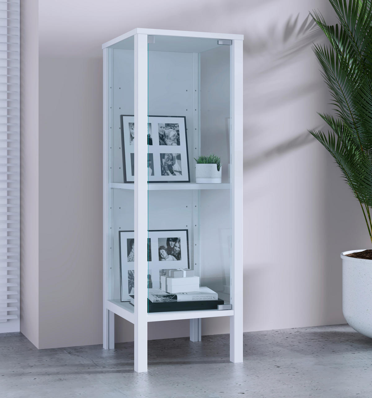 VITRÍNA, čiré, bílá, 33/98/35 cm - bílá/čiré, Design, kompozitní dřevo/plast (33/98/35cm) - Livetastic