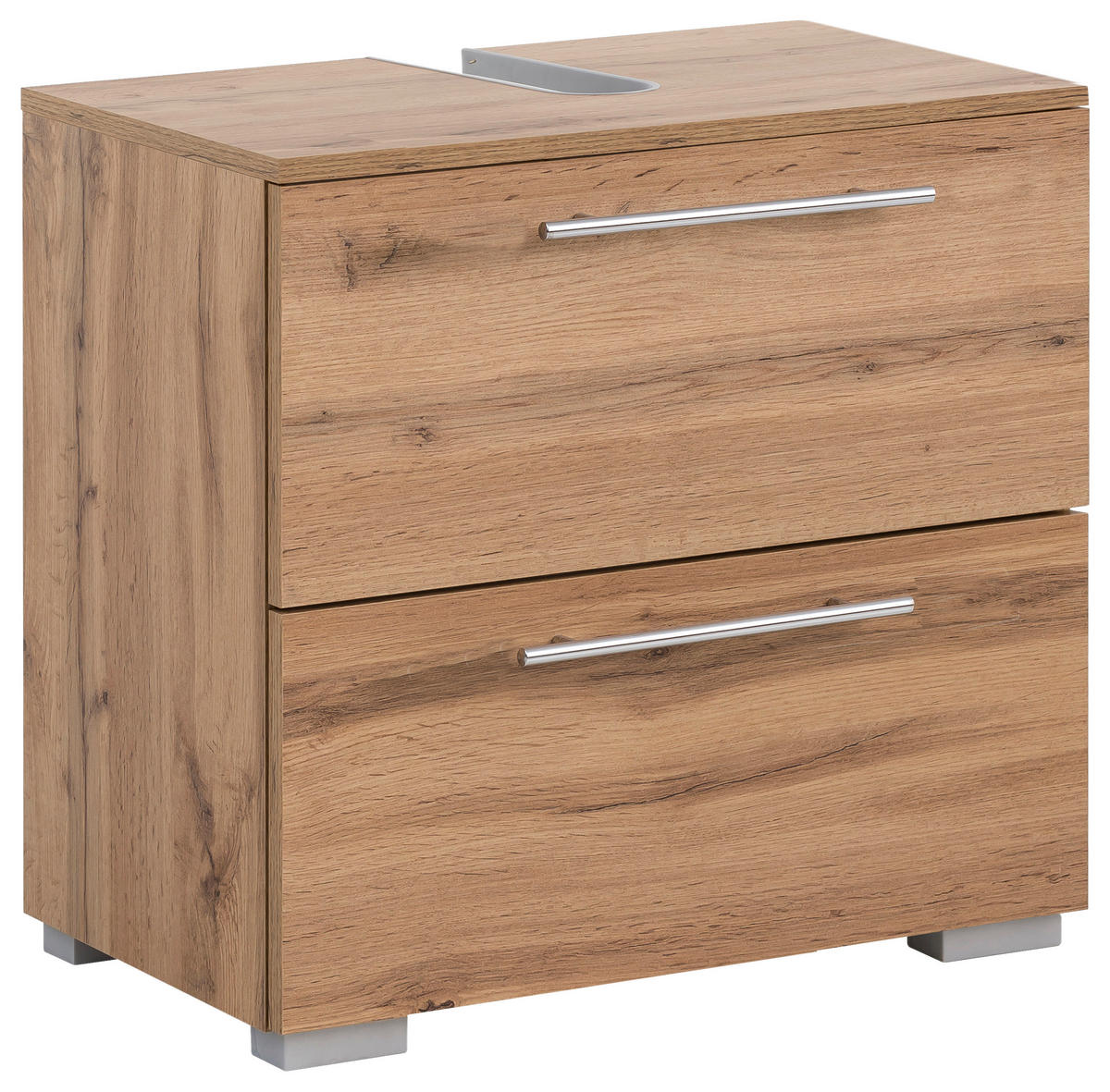 WASCHBECKENUNTERSCHRANK 60,2/59,1/35 cm  - Chromfarben/Eichefarben, KONVENTIONELL, Holzwerkstoff/Metall (60,2/59,1/35cm) - MID.YOU