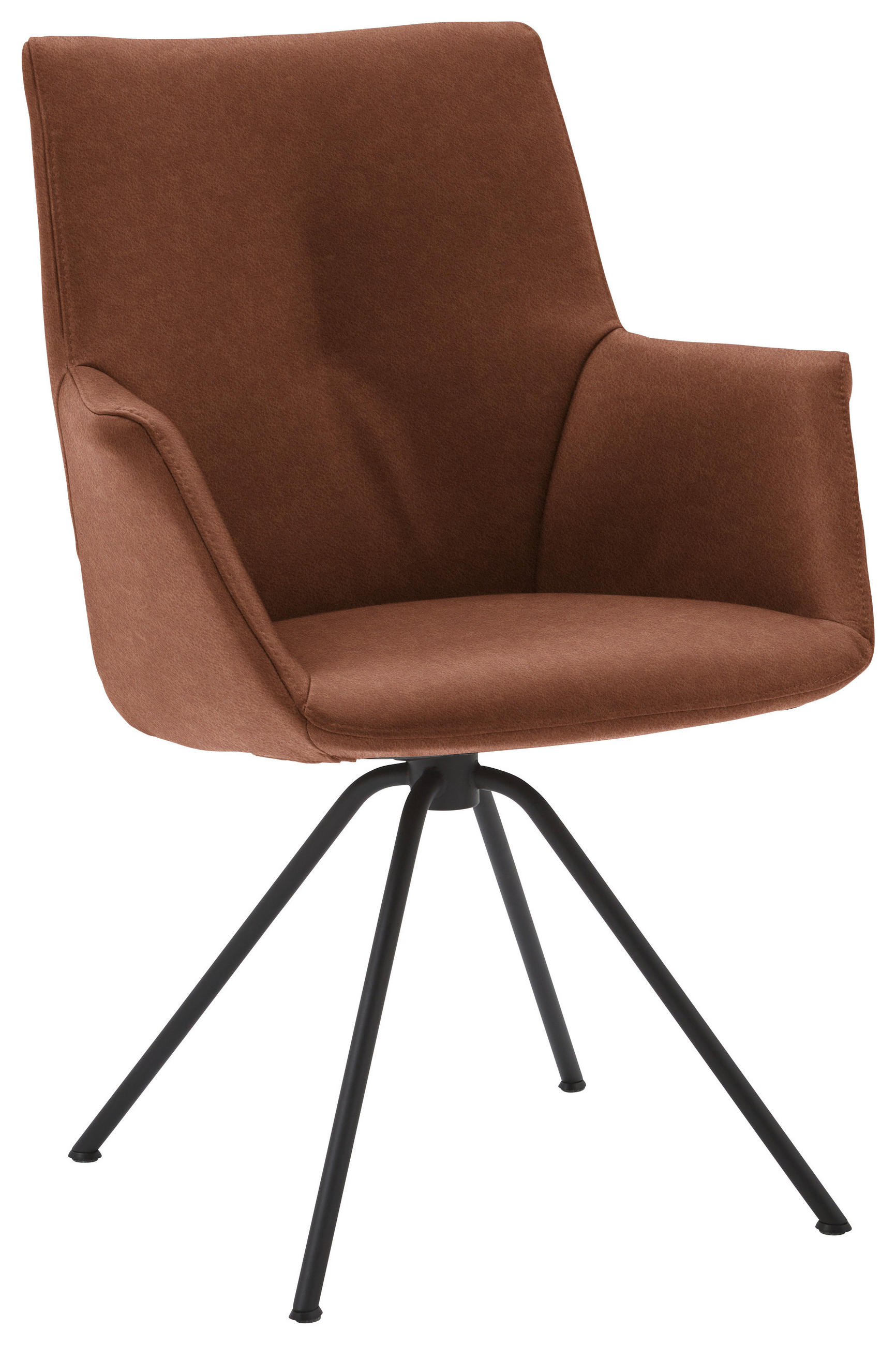 ARMLEHNSTUHL  in Stahl Echtleder pigmentiert  - Kastanienfarben/Schwarz, Design, Leder/Metall (65/91/63cm) - Dieter Knoll