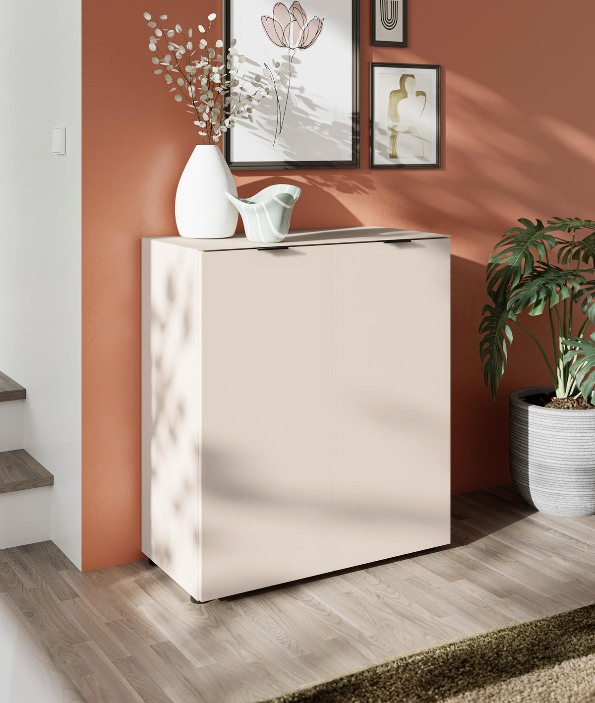 KOMMODE , 80/93/40 cm,  - Kaschmir/Schwarz, Basics, Glas/Holzwerkstoff (80/93/40cm) - Novel