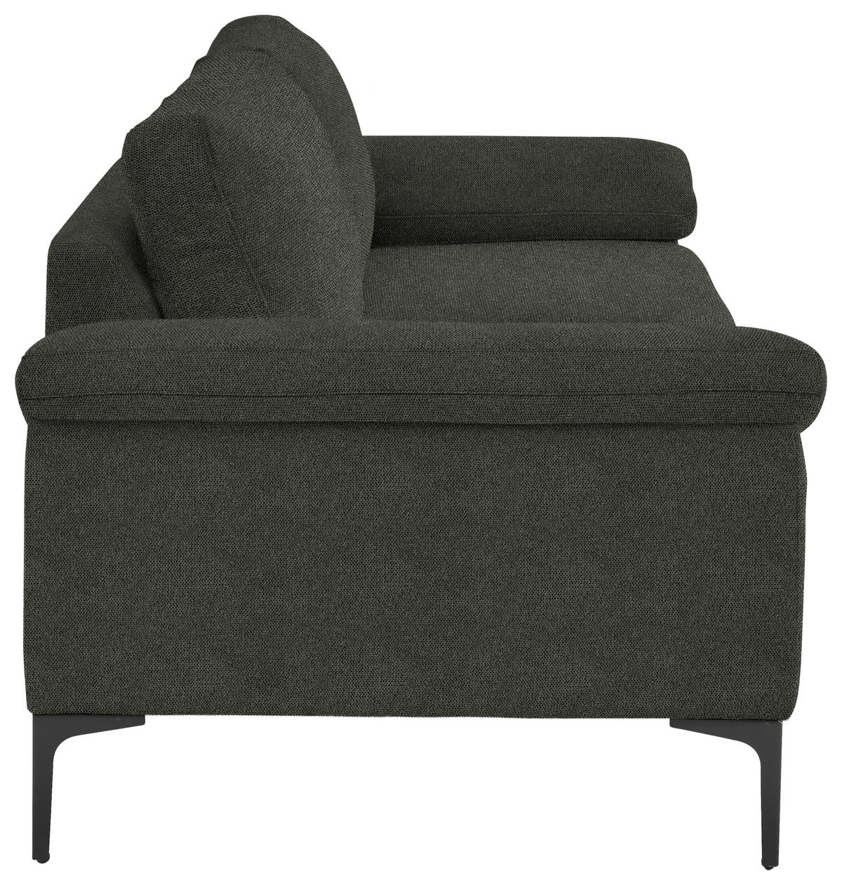 3-SITZER-SOFA in Flachgewebe Grau  - Schwarz/Grau, Design, Textil/Metall (226/89/97cm) - Pure Home Lifestyle