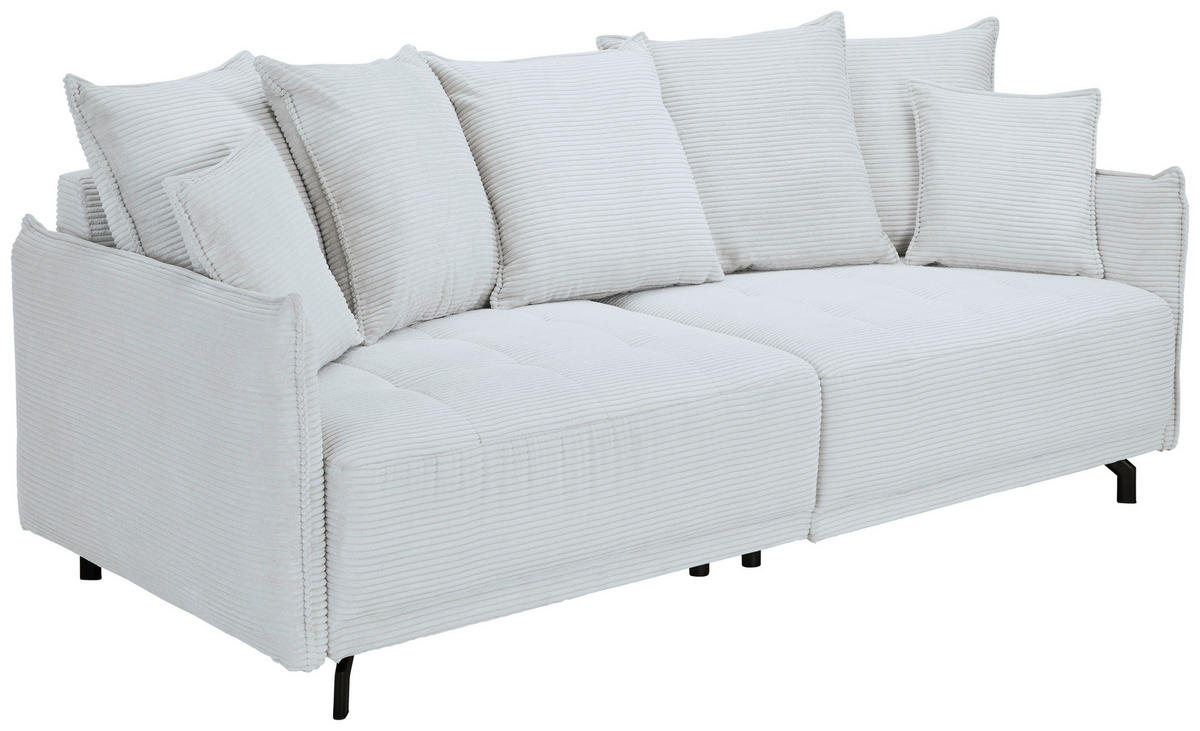 BIGSOFA in Cord Grau  - Schwarz/Grau, Design, Textil/Metall (226/91/103cm) - Carryhome