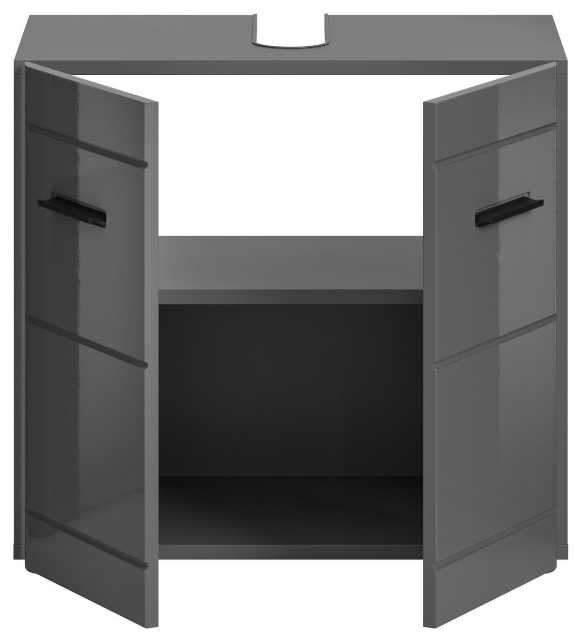 WASCHBECKENUNTERSCHRANK 60/56/34 cm  - Grau Hochglanz/Schwarz, MODERN, Holzwerkstoff/Kunststoff (60/56/34cm) - MID.YOU