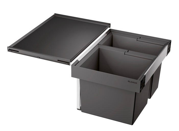 EINBAUABFALLSAMMLER 49 L  - Edelstahlfarben/Anthrazit, Basics, Kunststoff/Metall (56,2/37,1/40cm) - Blanco