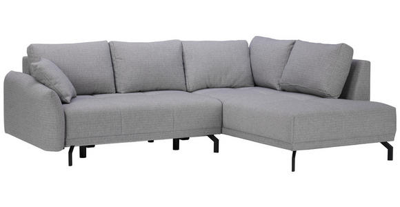 ECKSOFA  in Webstoff Grau  250/191 cm  - Schwarz/Grau, Design, Textil/Metall (250/191cm) - Carryhome