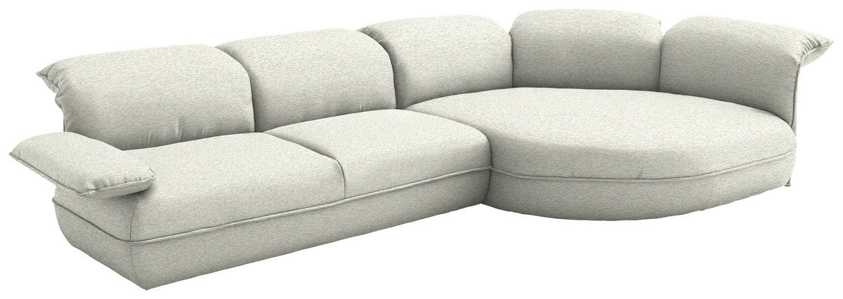 ECKSOFA Chenille Creme  - Creme/Schwarz, Design, Kunststoff/Textil (343/154cm) - Koinor
