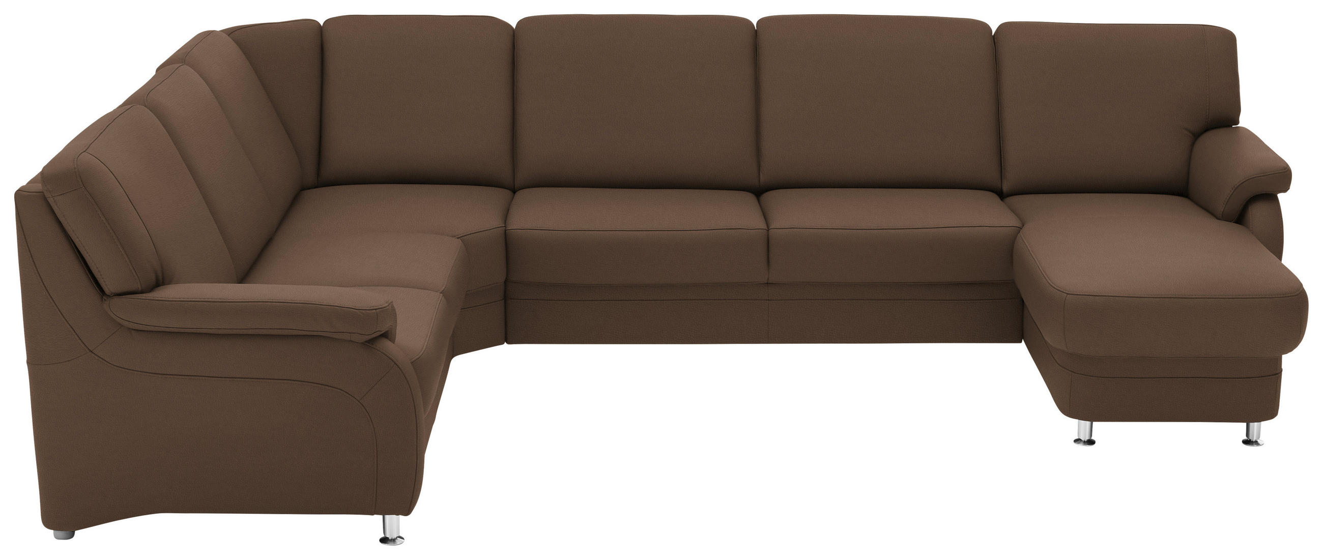 WOHNLANDSCHAFT  in Echtleder Graubraun  - Graubraun/Alufarben, KONVENTIONELL, Leder/Metall (239/329/165cm) - Beldomo Premium