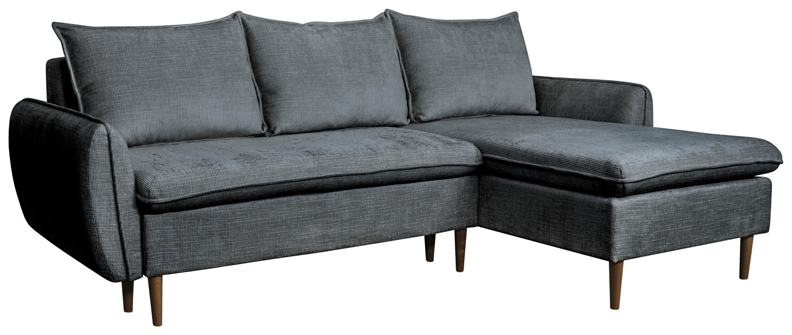 ECKSOFA Graphitfarben Chenille  - Buchefarben/Graphitfarben, KONVENTIONELL, Holz/Textil (244/163cm) - Carryhome