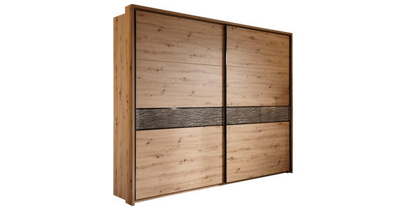 SCHWEBETÜRENSCHRANK  in Eichefarben, Eiche Artisan  - Eichefarben/Anthrazit, KONVENTIONELL, Holzwerkstoff/Metall (240/226/63cm) - Xora