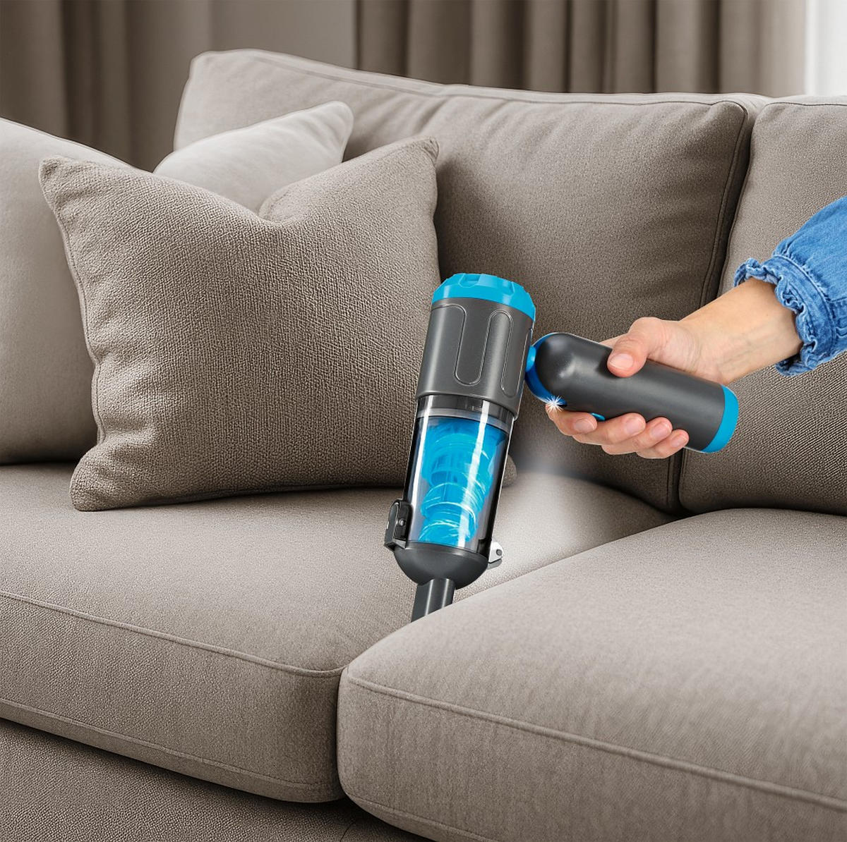 AKKU-HANDSTAUBSAUGER  - Blau/Grau, Basics, Kunststoff (21,5/6,5/20,8cm) - Lichterblitz
