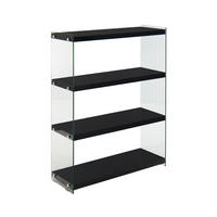 REGAL  83/113/29.5 cm Schwarz  - Schwarz, MODERN, Glas/Holzwerkstoff (83/113/29.5cm) - Kayoom
