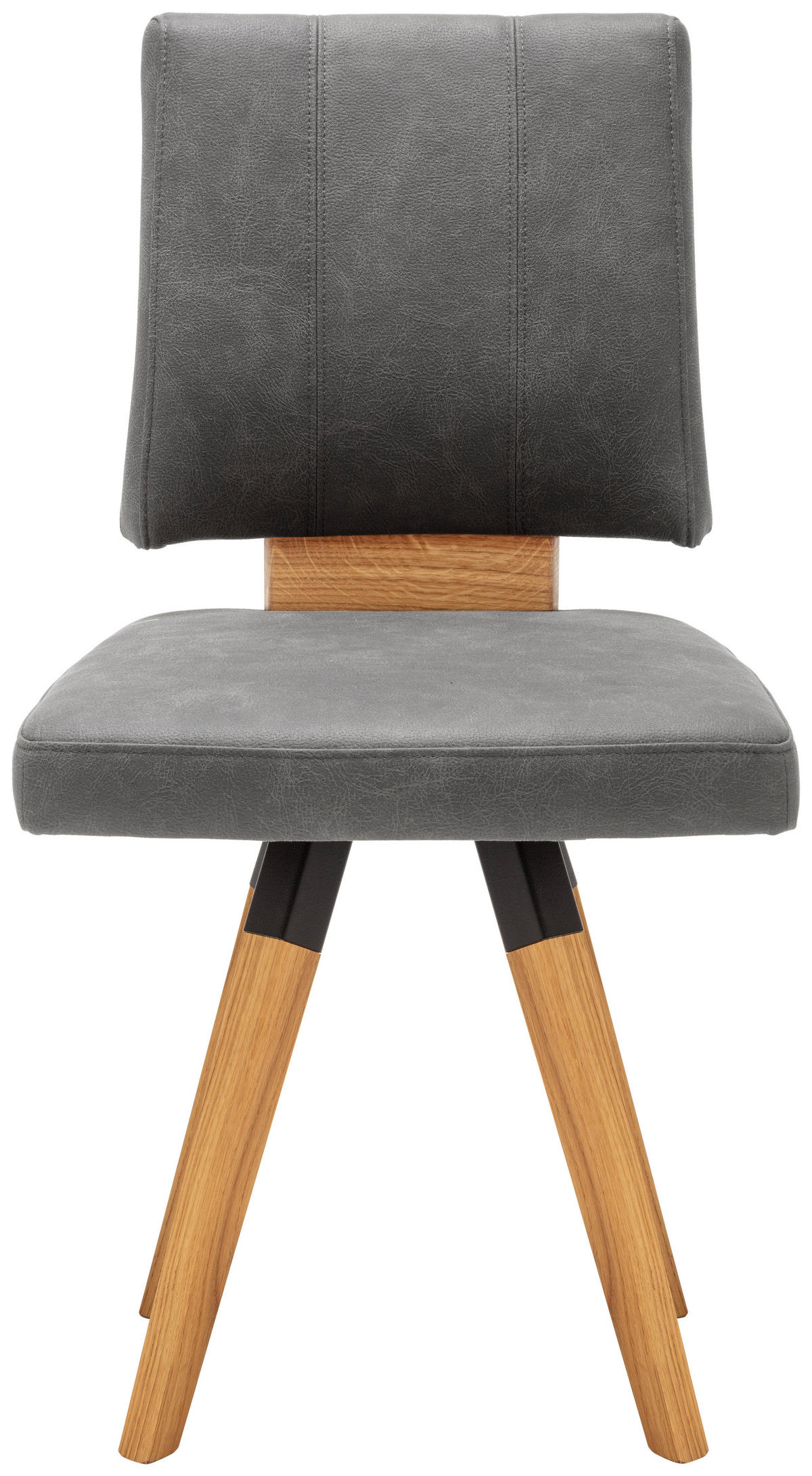 STUHL Mikrofaser Schwarz, Eichefarben, Dunkelgrau Wildeiche massiv  - Eichefarben/Dunkelgrau, Design, Holz/Textil (50/88/60cm) - Venda