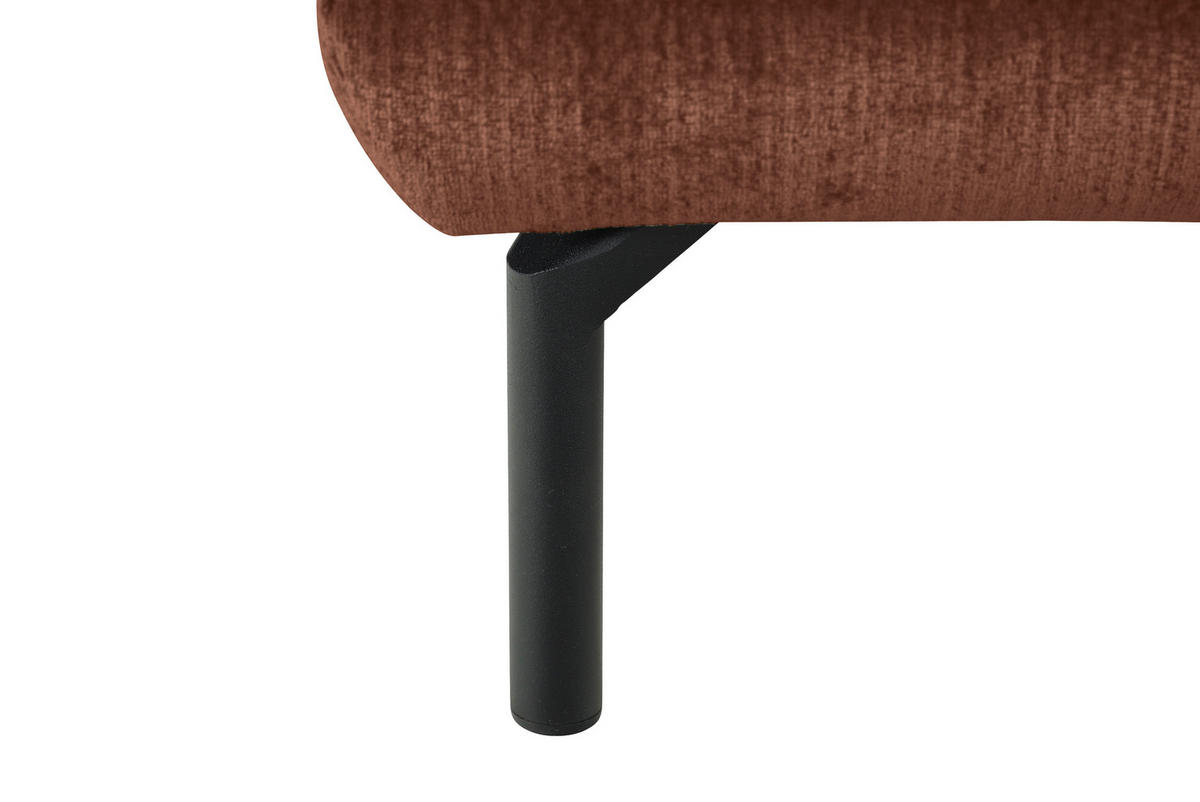 ECKSOFA Rotbraun Chenille Kopfteilverstellung, Sitztiefenverstellung  - Rotbraun/Schwarz, Design, Textil/Metall (307/243cm) - Xora