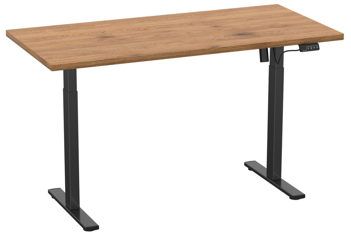 SKRIVBORD 140/50/71 cm  i svart, honungsek  - honungsek/silver, Design, metall/trämaterial (140/50/71cm) - MID.YOU