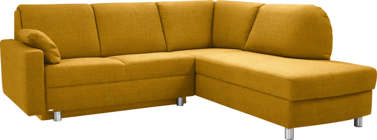 ECKSOFA in Chenille Gelb  227/208 cm  - Gelb/Alufarben, KONVENTIONELL, Textil/Metall (227/208cm) - Sedda