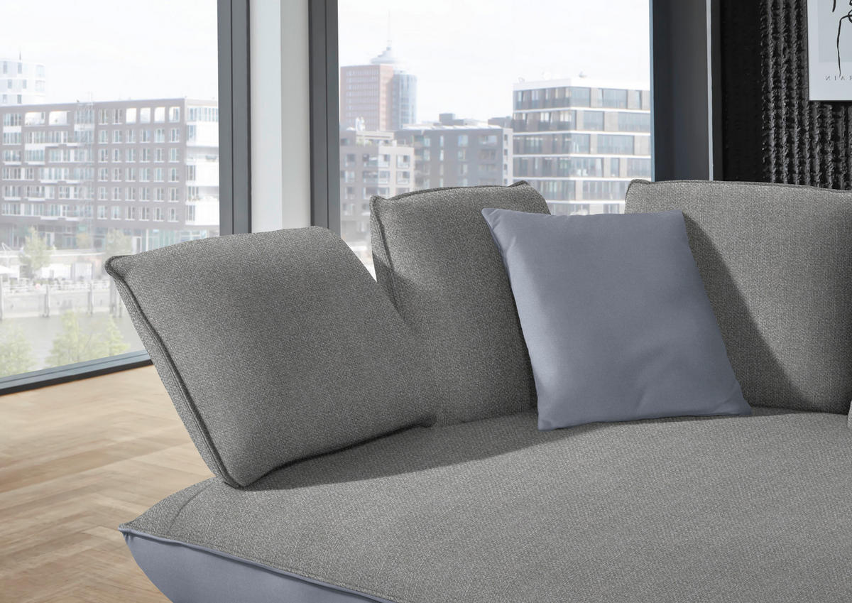 ECKSOFA in Flachgewebe Hellgrau  169/320 cm  - Hellgrau/Schwarz, Design, Textil/Metall (169/320cm) - Moderano