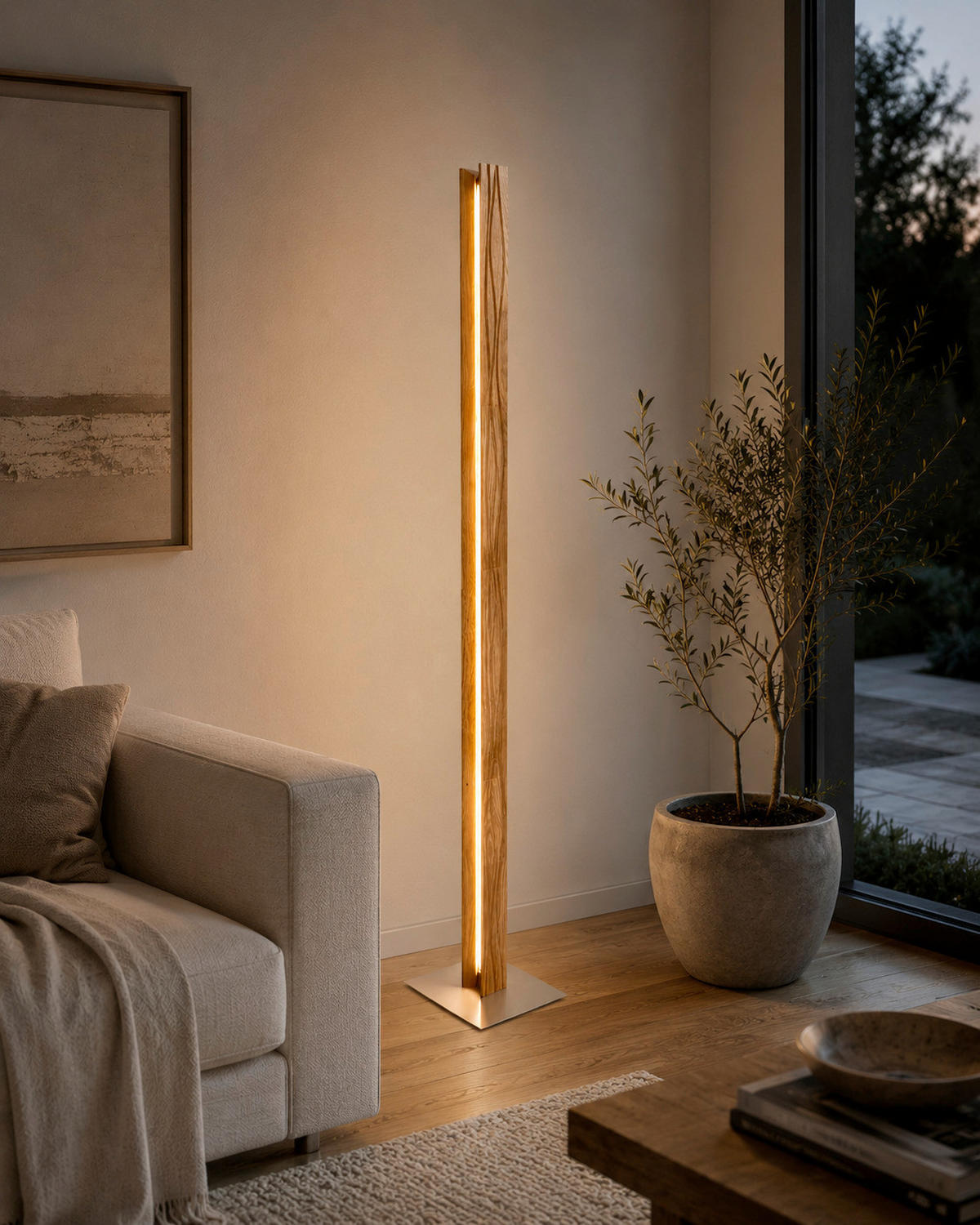 LED-STEHLEUCHTE Atacama 21/150 cm  - Silberfarben, Natur, Holz/Metall (21/150cm)