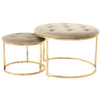 SADA TABURETŮ, 40/60/32/41/40/60 cm - barvy zlata/šedohnědá, Design, kov/textil (40/60/32/41/40/60cm) - MID.YOU