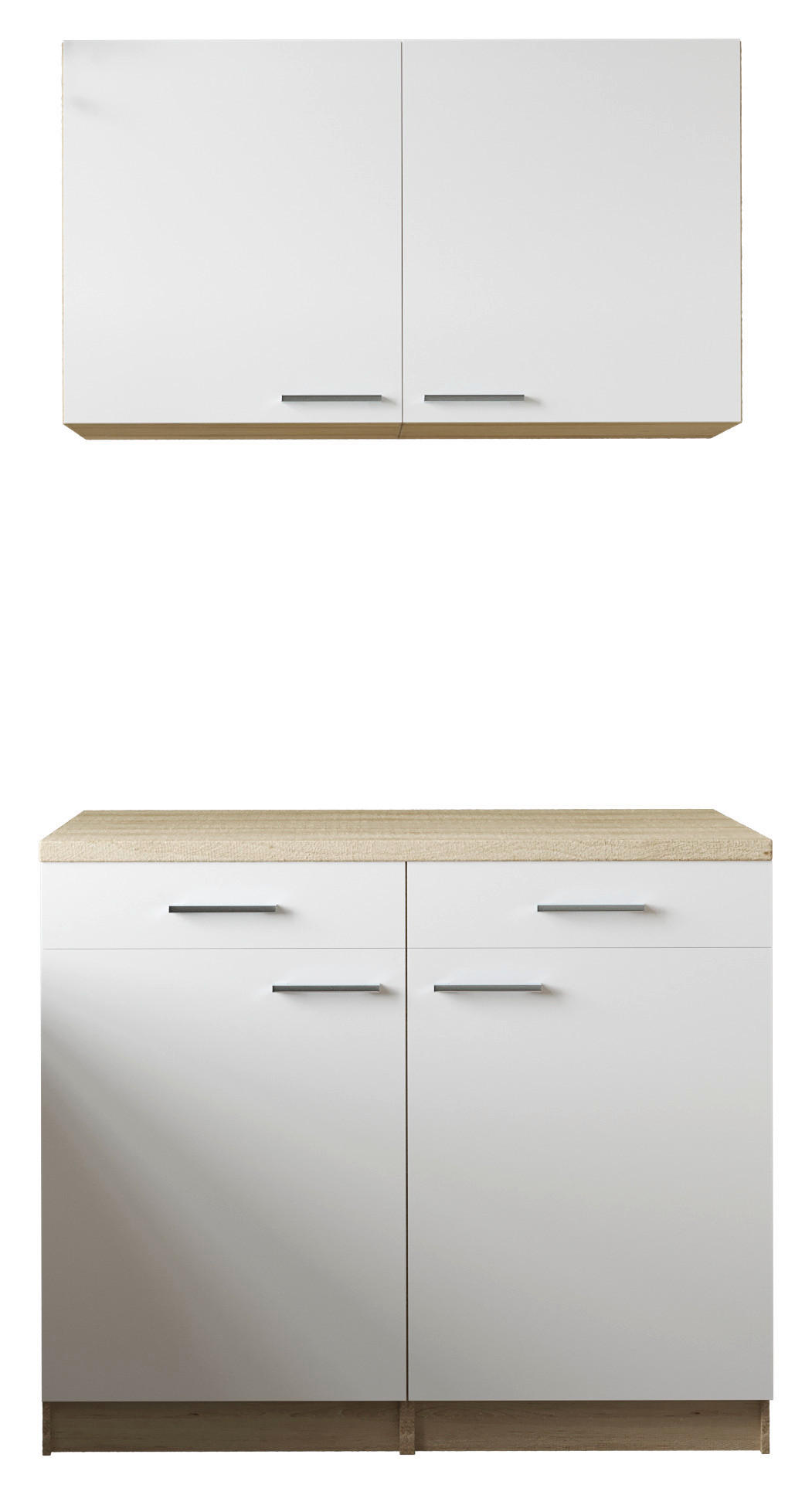 SKÅP MED VITRINDÖRRAR i vit, ekfärgad - vit/silver, Basics, metall/trämaterial (100/200/60cm) - Respekta