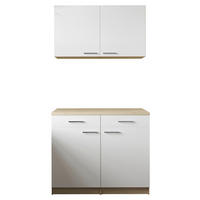 BUFFET 100/200/60 cm  in Weiß, Eichefarben  - Eichefarben/Silberfarben, Basics, Holzwerkstoff/Metall (100/200/60cm) - Respekta