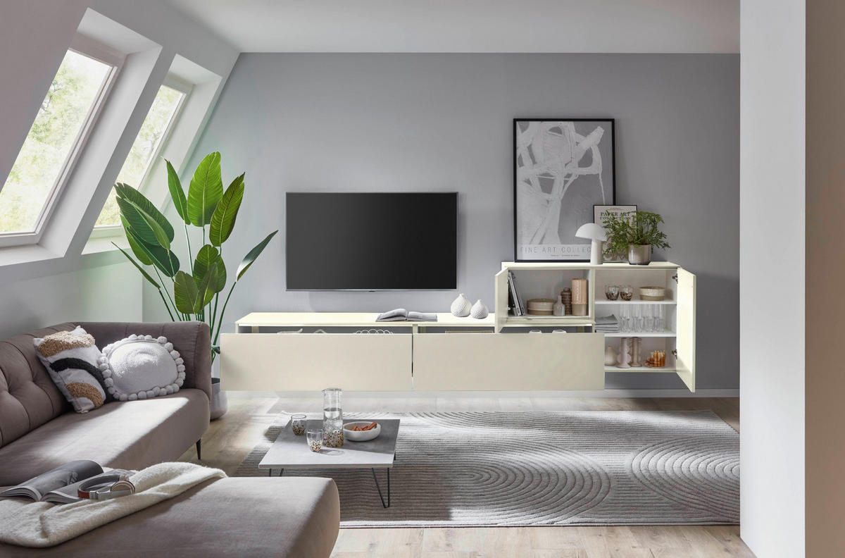 WOHNWAND 3-teilig  in Weiß   - Weiß, Design, Holz/Holzwerkstoff (300/73/49cm) - Celina Home