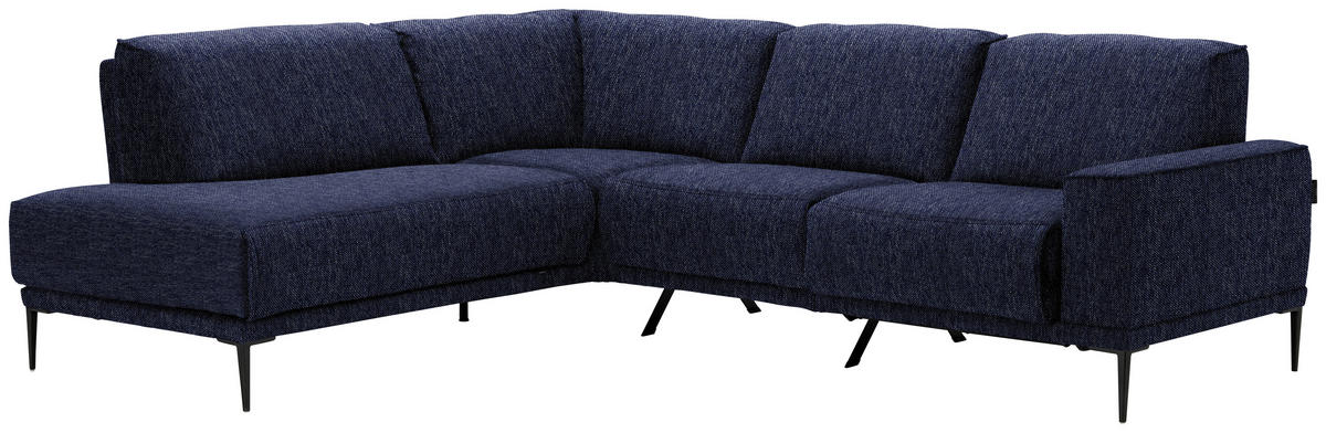ECKSOFA  in Flachgewebe Dunkelblau  210/260 cm  - Schwarz/Dunkelblau, Design, Textil/Metall (210/260cm) - Johann Jakob