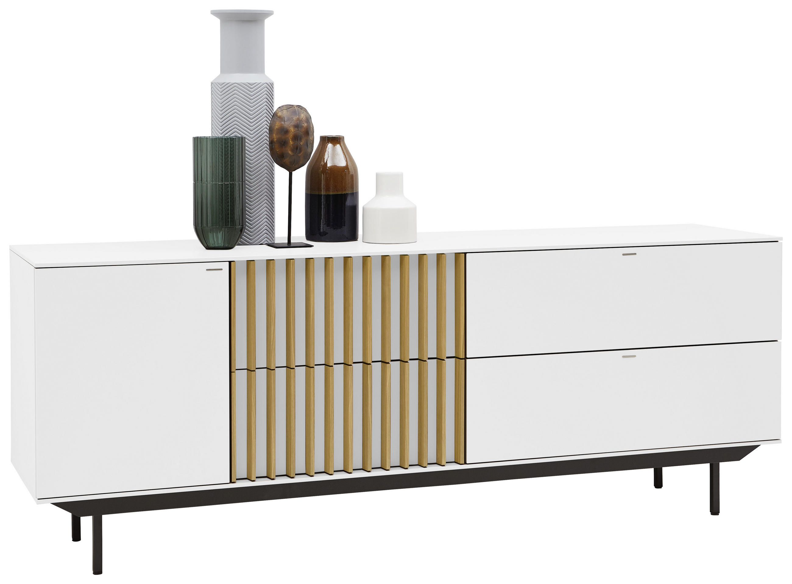 SIDEBOARD Wildeiche furniert Weiß, Eichefarben - Eichefarben/Schwarz, Design, Holz/Holzwerkstoff (195/74/47cm) - Ambiente