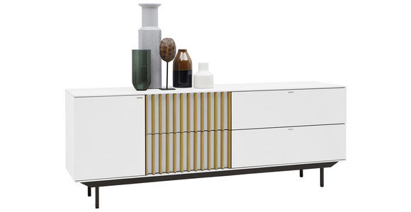 SIDEBOARD Wildeiche furniert Weiß, Eichefarben - Eichefarben/Schwarz, Design, Holz/Holzwerkstoff (195/74/47cm) - Ambiente
