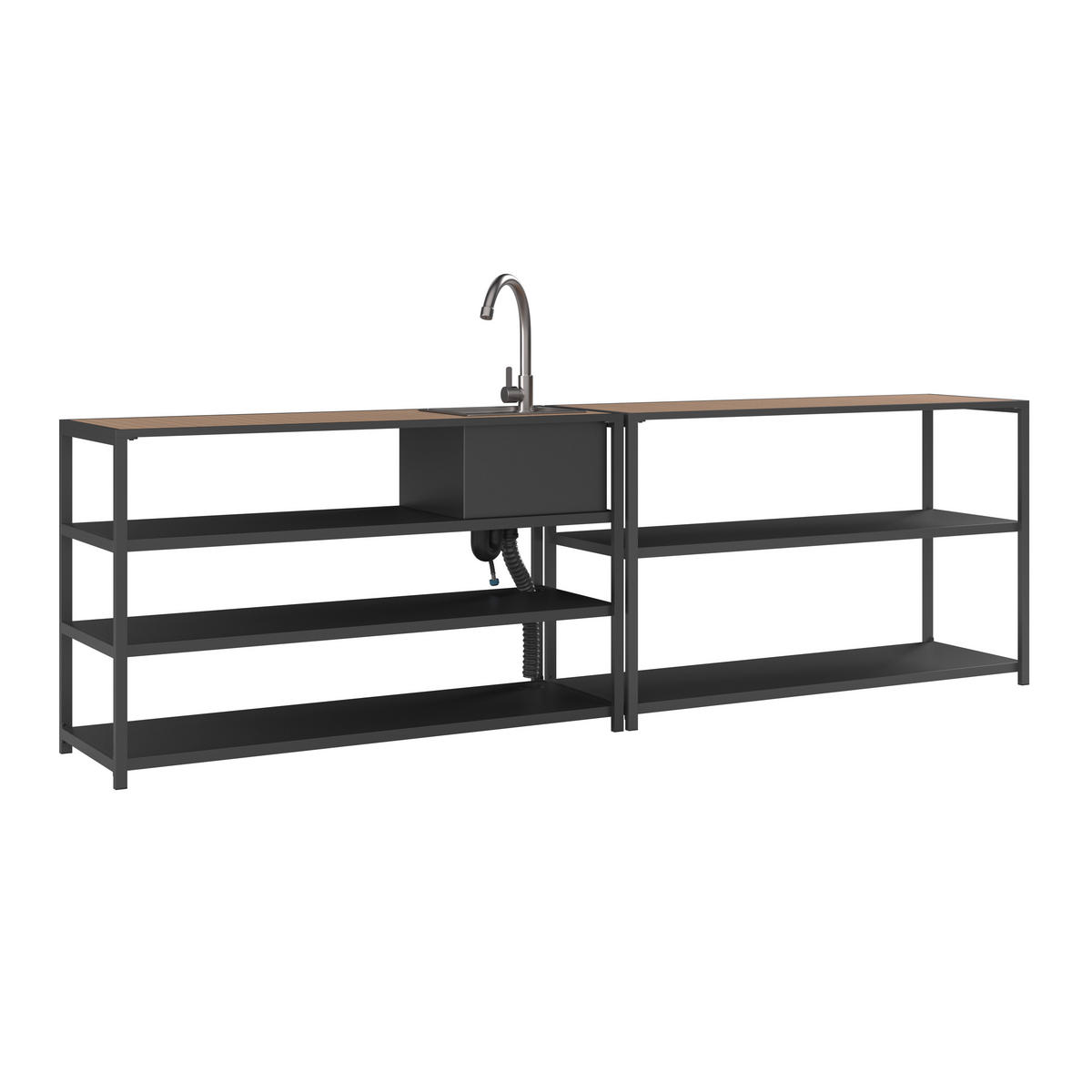 VENKOVNÍ KUCHYNĚ  - šedá/přírodní barvy, Moderní, kov/plast (150/90/50cm) - Ambia Garden